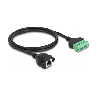 DeLock RJ45 Kabel Cat.6 Buchse zu Terminalblock Adapter zum Einbau 1 m 2-teilig
