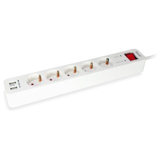 Equip Steckdosenleiste 5-fach Schuko 1.5m Kabel.2xUSB.Schutz