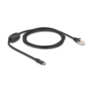 Delock Adapter USB 2.0 Type-C™ Stecker zu 1 x Seriell RS-232 RJ45 Stecker 1,8 m schwarz