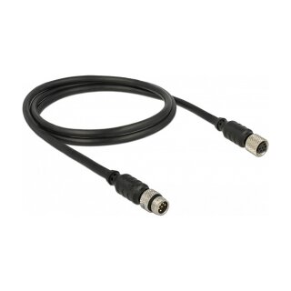 Delock M8 Sensor- / Aktorverlängerungskabel 6 Pin Stecker zu 6 Pin Buchse wasserdicht 1 m