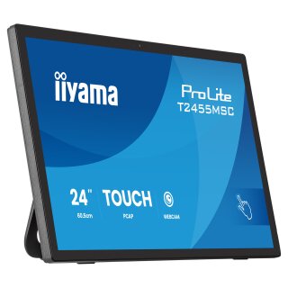60,5cm/23.8" (1920x1080) iiyama ProLite T2455MSC-B2 16:9 IPS 5ms 120Hz HDMI DisplayPort USB VESA Speaker Touch Webcam Black