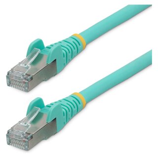 STARTECH.COM 50cm CAT6a Ethernet Cable Aqua Low Smoke Zero Halogen LSZH 10GbE 100W PoE S/FTP Snagless RJ-45 Network Patch Cord
