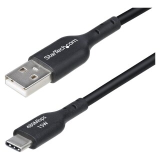 STARTECH.COM 15cm USB-A auf USB-C Ladekabel Laden & Synchronisieren 3A USB 2.0 TPE-Mantel Schwarzes USB Schnellladekabel