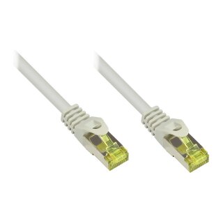 GoodConnections RJ45 Patchkabel mit Cat. 7 Rohkabel und Rastnasenschutz (), S/FTP, PiMF, halogenfrei, 500MHz, OFC, grau, 0,5m,