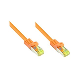 GoodConnections RJ45 Patchkabel mit Cat. 7 Rohkabel und Rastnasenschutz (), S/FTP, PiMF, halogenfrei, 500MHz, OFC, orange, 0,5m,