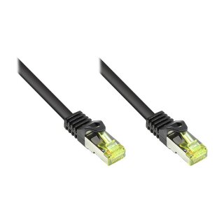 GoodConnections RJ45 Patchkabel mit Cat. 7 Rohkabel und Rastnasenschutz (), S/FTP, PiMF, halogenfrei, 500MHz, OFC, schwarz, 1m,