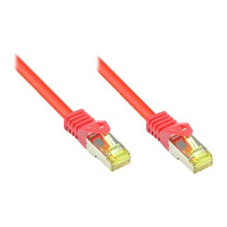 GoodConnections RJ45 Patchkabel mit Cat. 7 Rohkabel und Rastnasenschutz (), S/FTP, PiMF, halogenfrei, 500MHz, OFC, rot, 3m,