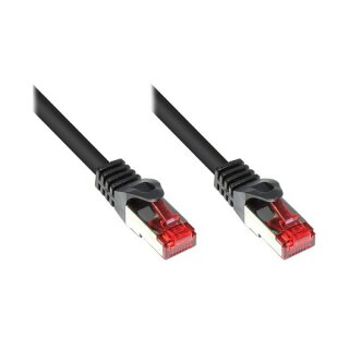 GoodConnections Patchkabel mit Rastnasenschutz, Cat. 6, S/FTP, PiMF, PVC, 250MHz, schwarz, 0,25m,