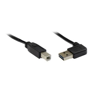 GoodConnections Anschlusskabel USB 2.0 EASY Stecker A gewinkelt an Stecker B, schwarz, 3m,
