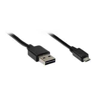 GoodConnections Anschlusskabel USB 2.0 EASY Stecker A an Stecker Micro B, schwarz, 1m,