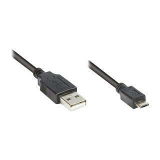GoodConnections Anschlusskabel USB 2.0 Stecker A an Stecker Micro B, schwarz, 0,15m,