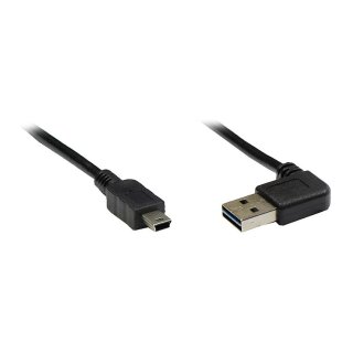 Connections Anschlusskabel USB 2.0 EASY Stecker A an Mini B Stecker, gewinkelt, schwarz, 1m