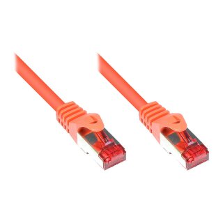 GoodConnections Patchkabel mit Rastnasenschutz, Cat. 6, S/FTP, PiMF, PVC, 250MHz, orange, 0,25m,