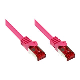 GoodConnections Patchkabel mit Rastnasenschutz, Cat. 6, S/FTP, PiMF, PVC, 250MHz, magenta, 0,5m,