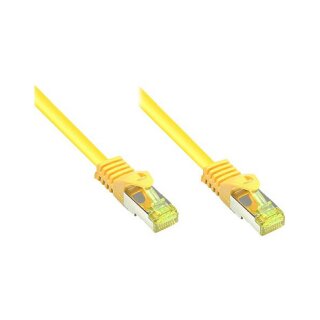 GoodConnections RJ45 Patchkabel mit Cat. 7 Rohkabel und Rastnasenschutz (), S/FTP, PiMF, halogenfrei, 500MHz, OFC, gelb, 0,25m,