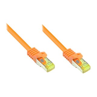 GoodConnections RJ45 Patchkabel mit Cat. 7 Rohkabel und Rastnasenschutz (), S/FTP, PiMF, halogenfrei, 500MHz, OFC, orange, 2m,