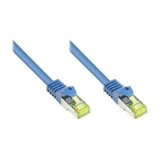 GoodConnections RJ45 Patchkabel mit Cat. 7 Rohkabel und Rastnasenschutz (), S/FTP, PiMF, halogenfrei, 500MHz, OFC, blau, 7,5m,