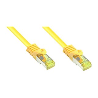 GoodConnections RJ45 Patchkabel mit Cat. 7 Rohkabel und Rastnasenschutz (), S/FTP, PiMF, halogenfrei, 500MHz, OFC, gelb, 7,5m,