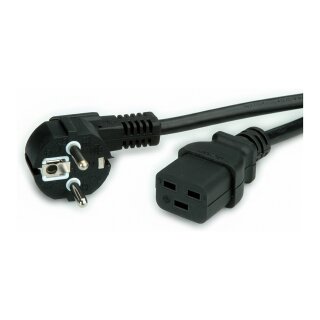 VALUE Netzkabel Schutzkontakt CEE7/7 - IEC320-C19, 16A, schwarz, 0,8 m
