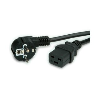 VALUE Netzkabel Schutzkontakt CEE7/7 - IEC320-C19, 16A, schwarz, 2 m