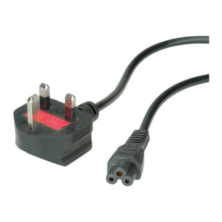 VALUE UK Netzkabel, 3pol. Notebook-Buchse, 3A, schwarz, 1,8 m