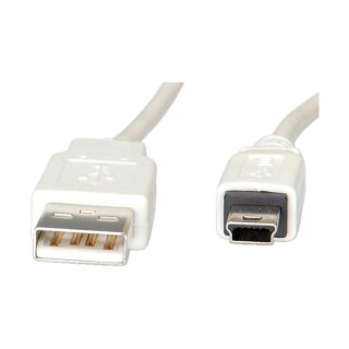 VALUE USB 2.0 Kabel Typ A - 5-Pin Mini weiss 1,8m