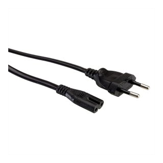 VALUE Netzkabel Euro-Flachstecker auf C7, 2polig, schwarz, 1 m