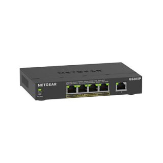 NETGEAR 300 Series GS305P - Version 3 - Switch - SOHO - unmanaged - 5 x 10/100/1000 (4 PoE+) - Desktop, wandmontierbar - PoE+ (63 W)