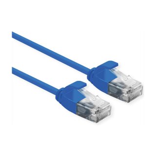 ROLINE UTP DataCenter Patchkabel Cat.6A (Class EA), LSOH, slim, blau, 0,15 m