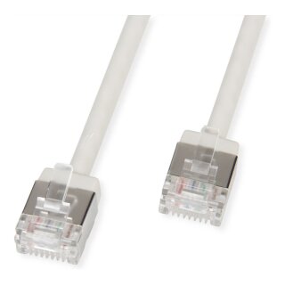 ROLINE U/FTP DataCenter Patchkabel Cat.6A (Class EA), LSOH, slim, extra kurzer Stecker, grau, 3 m