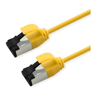 ROLINE S/FTP Patchkabel Kat.8.1, Slim, PoE, gelb, 0,3m