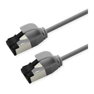 ROLINE S/FTP Patchkabel Kat.8.1, Slim, PoE, grau, 0,3m