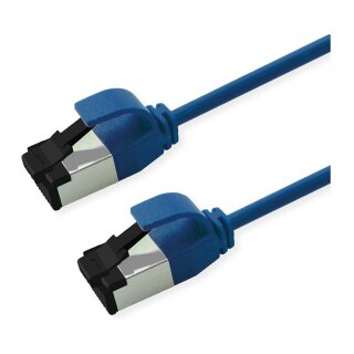 ROLINE S/FTP Patchkabel Kat.8.1, Slim, PoE, blau, 1m