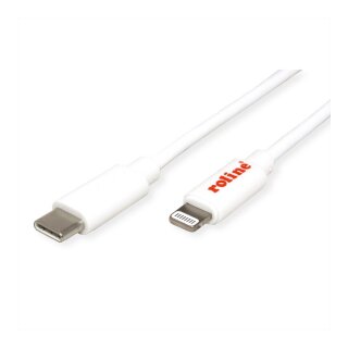 ROLINE USB Sync- & Ladekabel, Typ C / 8pin Connector, wei, 1 m