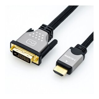 ROLINE Monitorkabel DVI (24+1) - HDMI, ST/ST, schwarz / silber, 5 m