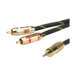 ROLINE GOLD Audio-Verbindungskabel 3,5mm Stereo - 2x Cinch, ST/ST, 10 m