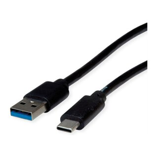 ROLINE RM USB 3.2 Gen 1 Kabel, A-C, ST/ST, schwarz, 0,5 m