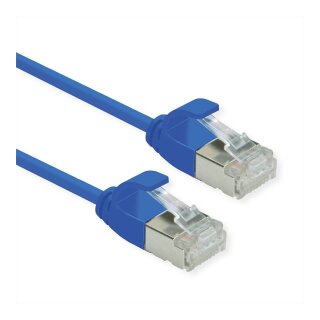 ROLINE GREEN U/FTP Patchkabel Cat.6A (Class EA), LSOH, slim, blau, 1 m