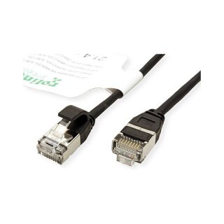 ROLINE GREEN U/FTP Patchkabel Cat.6A (Class EA), LSOH, slim, schwarz, 0,15 m