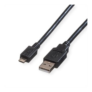 ROLINE USB 2.0 Kabel USB A ST - Micro USB B ST schwarz 1,8m