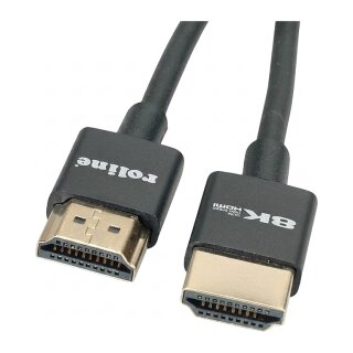 ROLINE 8K HDMI Ultra HD Kabel mit Ethernet, Slim, ST/ST, schwarz, 2 m