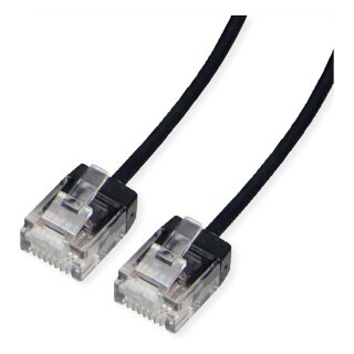 ROLINE UTP DataCenter Patchkabel Cat.6A (Class EA), LSOH, slim, extra kurzer Stecker, schwarz, 5 m