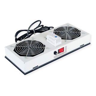 ROLINE Lftereinheit 2 Lfter, fr 19-Zoll Wandgehuse grau, Thermostat