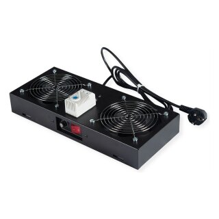 ROLINE Lftereinheit 2 Lfter, fr 19-Zoll Wandgehuse schwarz, Thermostat