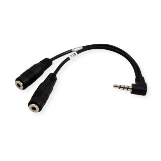 ROLINE 3,5mm Adapter 4polig (Mikrofon+Lautsprecher), schwarz, 15 cm
