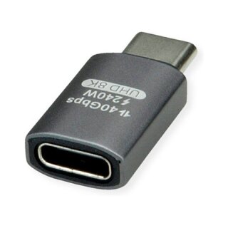 ROLINE USB4 Gen 3x2 Adapter Typ C ST/BU, Aluminium, gerade, silberfarben