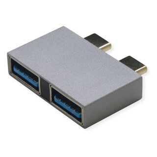 ROLINE USB 3.2 Gen 2 Adapter, 2x USB Typ C - 2x Typ A, ST/BU, silberfarben