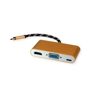 ROLINE GOLD Display Adapter USB Typ C - VGA / HDMI / C (PD)