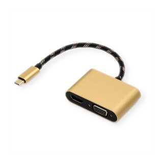 ROLINE GOLD Display Adapter USB Typ C - VGA + HDMI