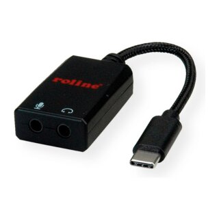 ROLINE Adapter USB Typ C - 2x 3,5mm Audio, ST/BU, 0,13 m